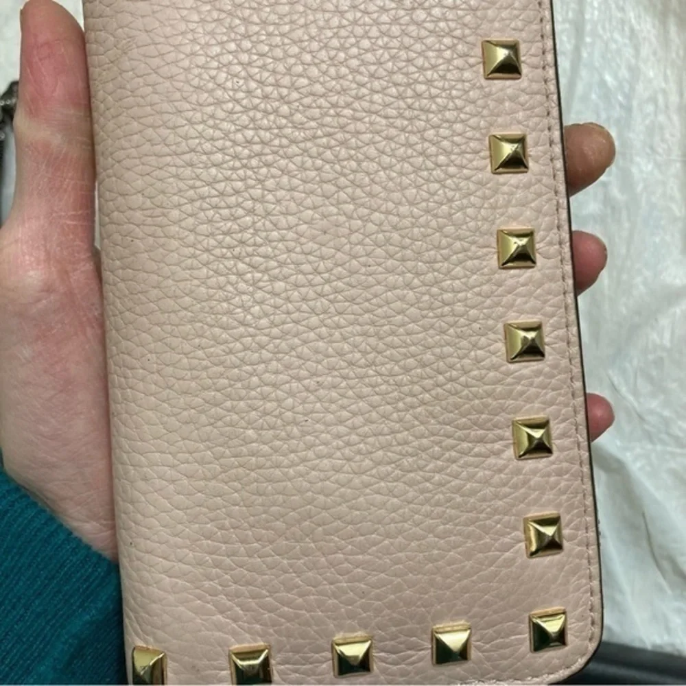 Michael kors pink leather gold studded zipper clutch accordion wallet - Picture 7 of 15